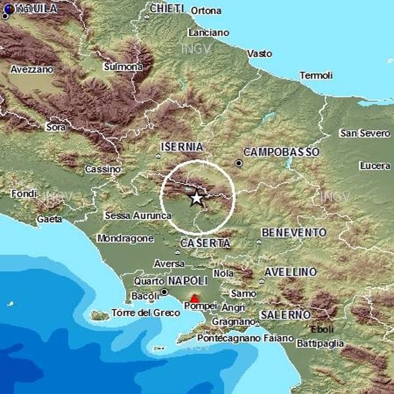 Epicentro del terremoto in Campania