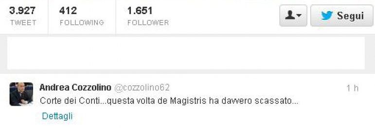 Il Tweet di Andrea Cozzolino Il Tweet di Andrea Cozzolino