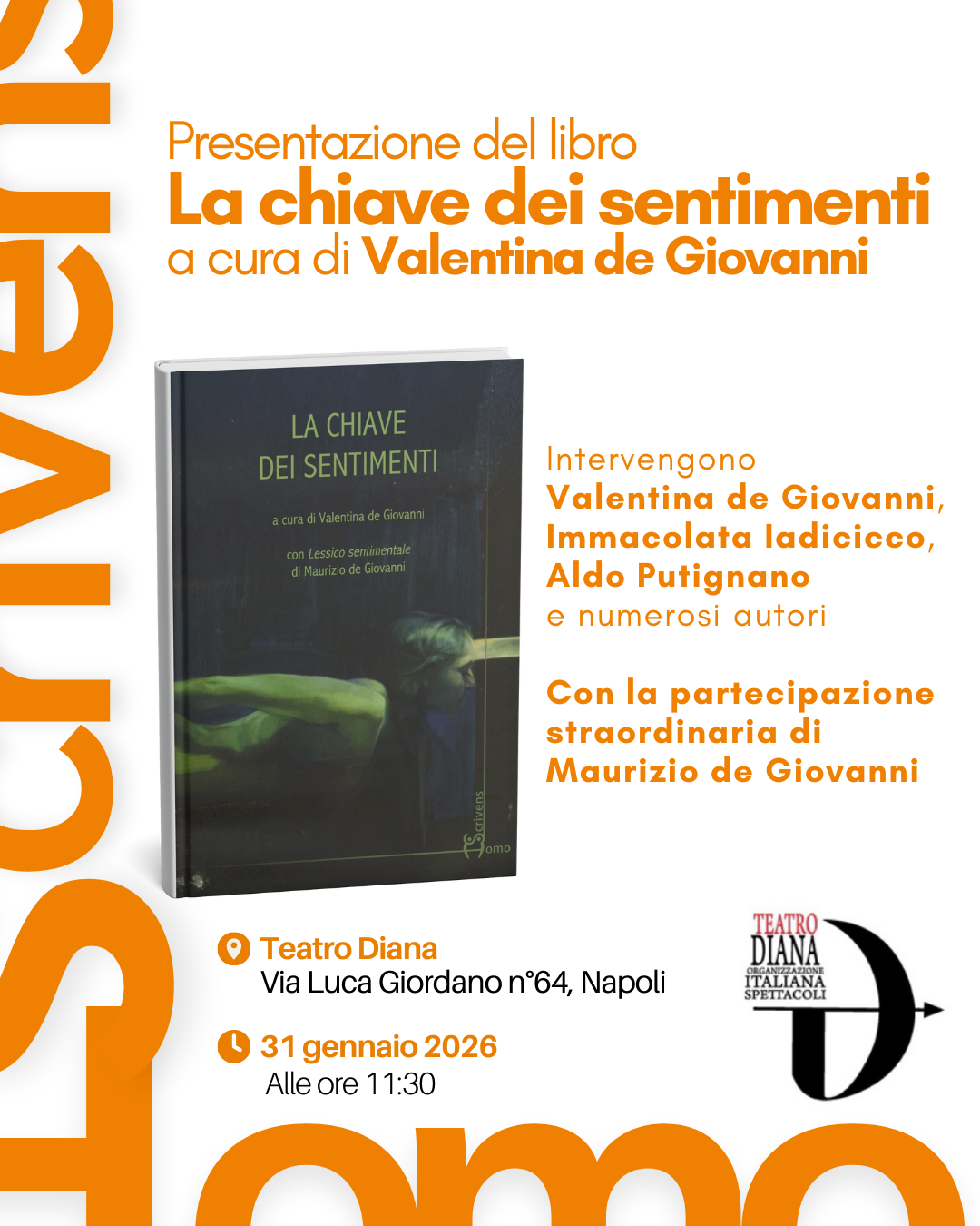 Napoli, il Teatro Diana ospita la presentazione del volume “La chiave dei sentimenti”
