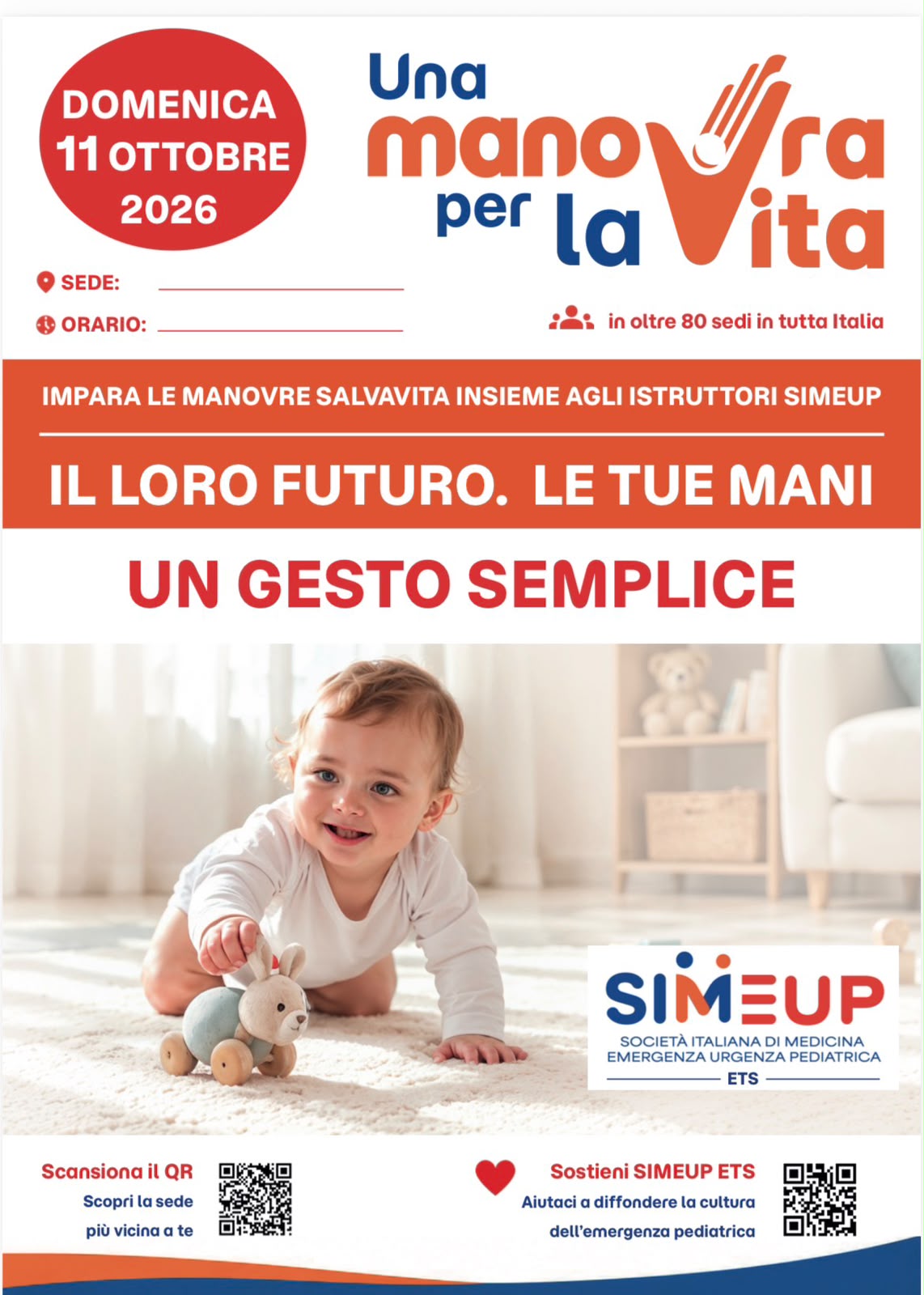 Salvare la vita a un bambino, domenica 11 ottobre lezioni nelle piazze italiane